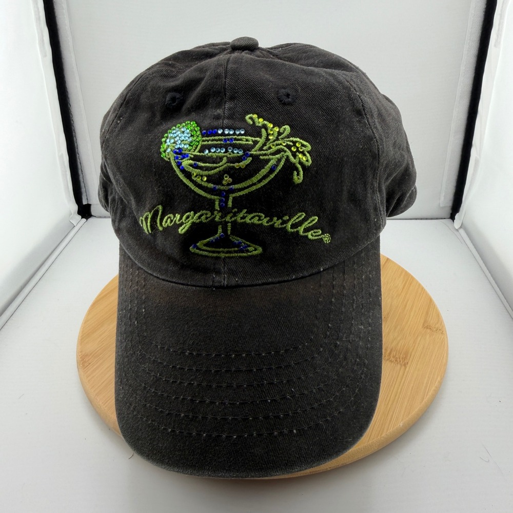 Margaritaville Jimmy Buffett Jamaica Embroidered Rhinestone Hat Black Cap